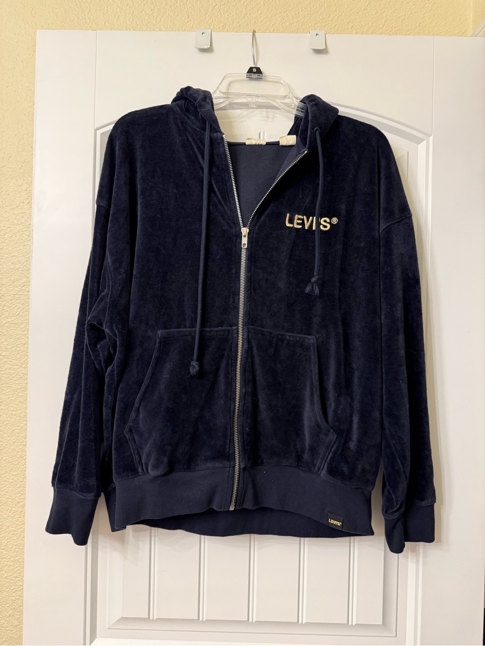 Levi's Dark Navy Ribbed Velour Zip Hoodie and Pants.